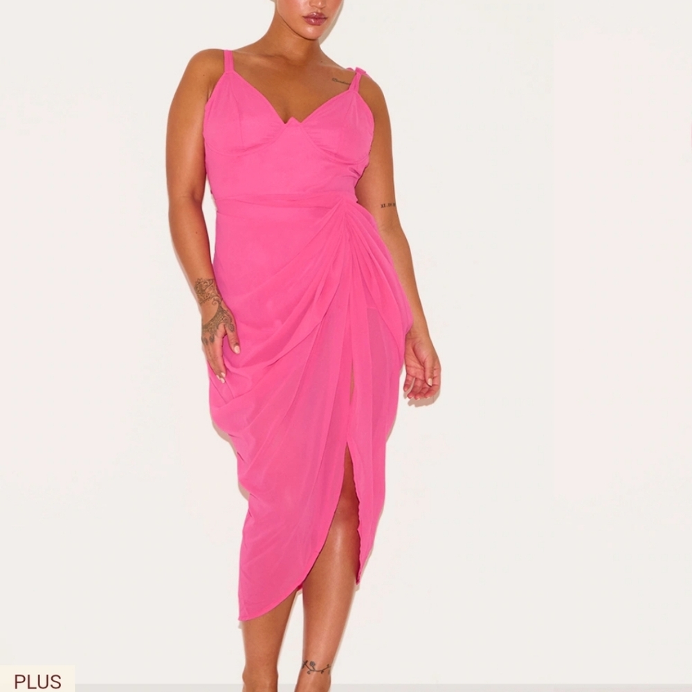 Brand NEW Elegant Pink Draped Women's Dress